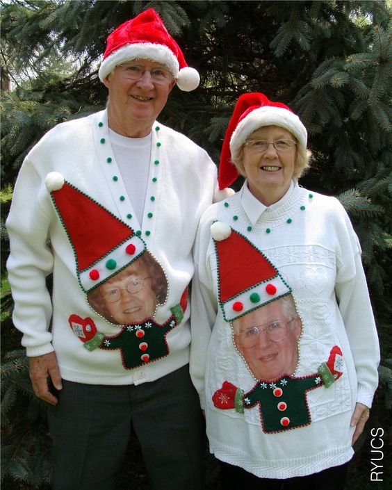 Turn yourself and your significant other into dancing elves with this creative and funny ugly Christmas sweater idea