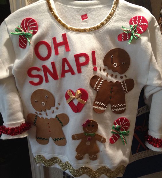 You can DIY this funny gingerbread man sweater and be the hit of the ugly sweater party