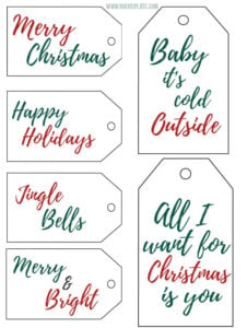 Free Printable Christmas Gift Tags || Add a cute name tag to your xmas presents this holiday season! #christmaspresents #christmasgifttags #freeprintables