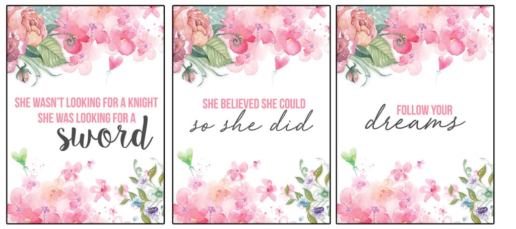 These floral wall art printables have  motivational quotes that are perfect for your home office