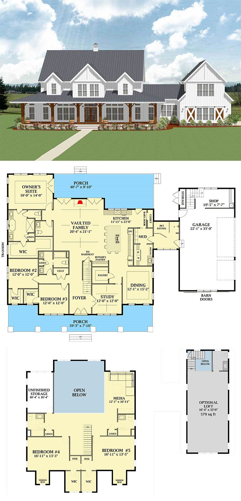 Most Popular Farmhouse Plans - Blueprints, layouts and details of the best farmhouses on the market. Building your dream home in the country? Get all your needs here! #farmhouseplans #farmhouse #blueprints #layouts