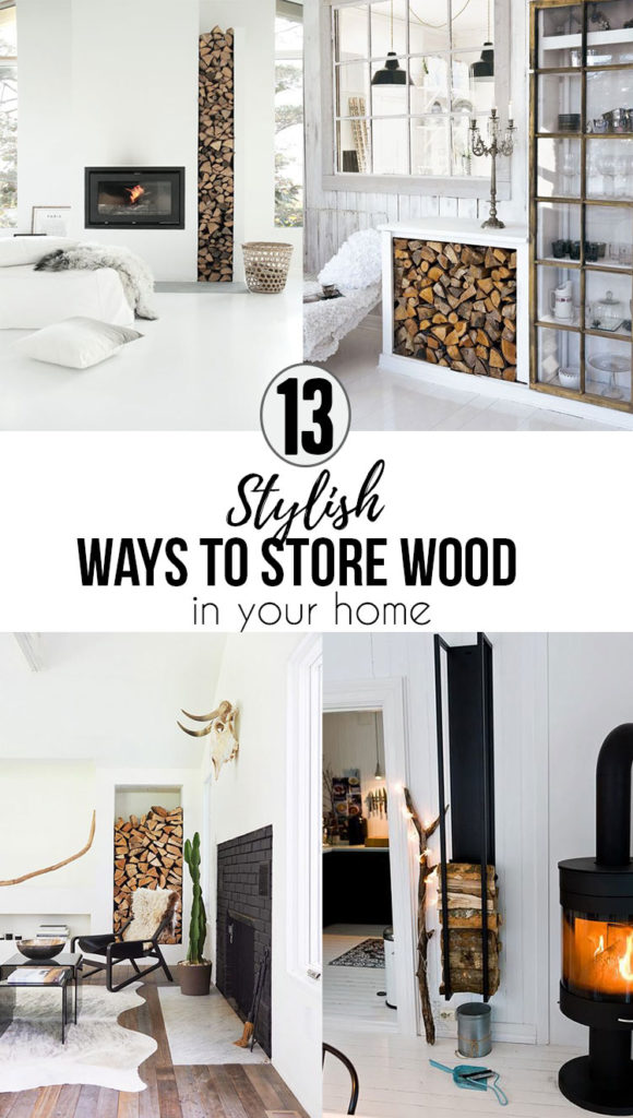 Stylish Ways To Store Wood in Your Home; cute and high style ways to hide or display wood in your home when you have a fire place or a wood burning stove. Bring on the heat and adorable piles of wood! #woodstove #fireplace #storingwood #woodpiles