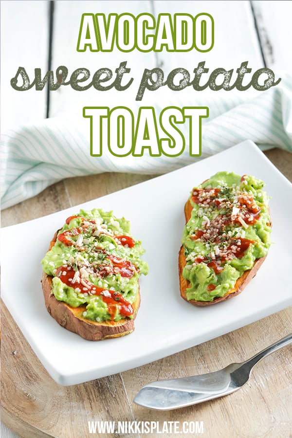 Avocado Sweet Potato Toast is a healthy gluten free and vegan breakfast or appetizer for anyone who loves guacamole! All wholesome and organic ingredients. ﻿#avocado #toast #sweetpotato || Nikki's Plate