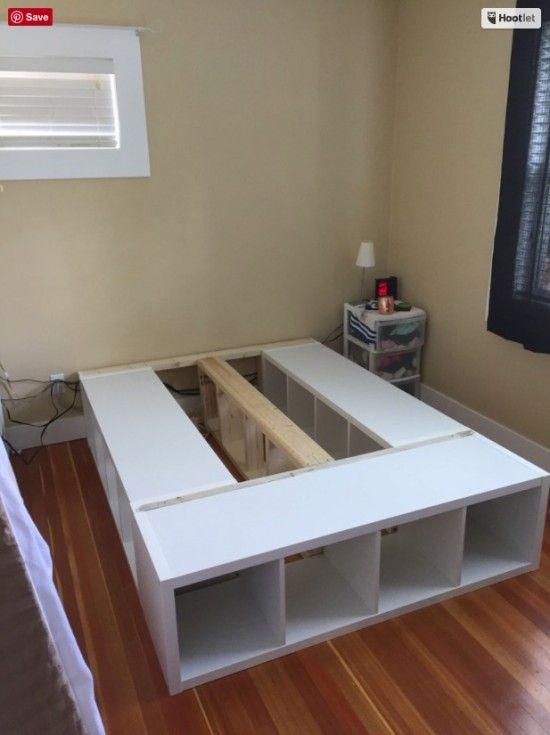 This IKEA hack takes three storage units and transforms them into a queen sized bed frame with plenty of under-bed storage!