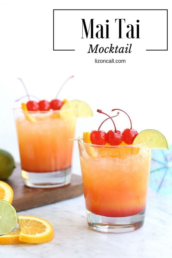 9 Fun Non-Alcoholic Mocktails - Mai Tais are a classic summer cocktail. This non-alcoholic version is sweet and refreshing!