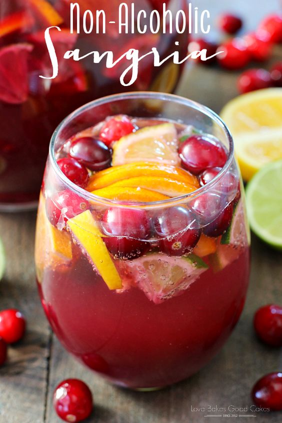 9 Fun Non-Alcoholic Mocktails - this non-alcoholic sangria is the perfect mix of summer fruits like peaches, oranges, and cherries.