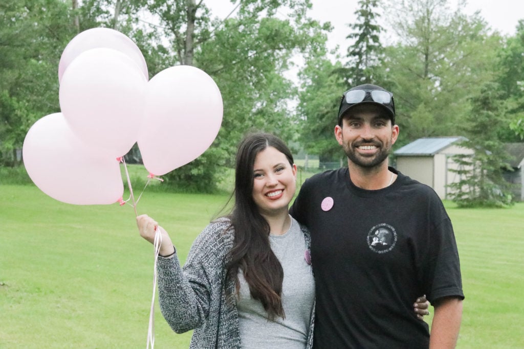 Gender Reveal Party - balloons pink because it is a girl!