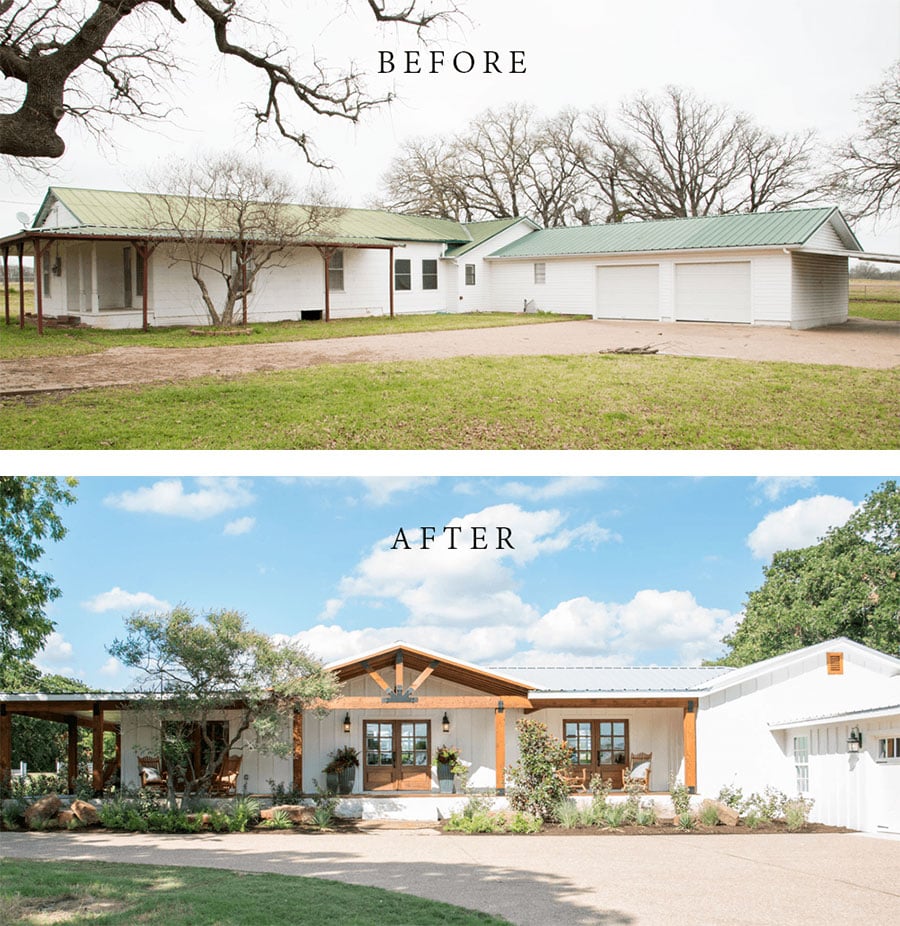 Best House Exterior Renovations By Joanna Gaines; Here are the best before and after reveals on the show Fixer Upper. House Front, Curb Appeal and Home Front. || country House, bungalow, major Reno