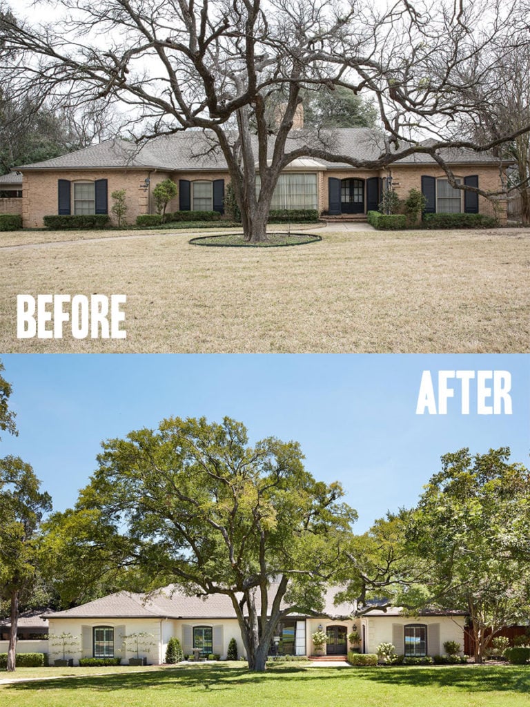 Best House Exterior Renovations By Joanna Gaines; Here are the best before and after reveals on the show Fixer Upper. House Front, Curb Appeal and Home Front. || Southern House,  Bungalow, White Brick