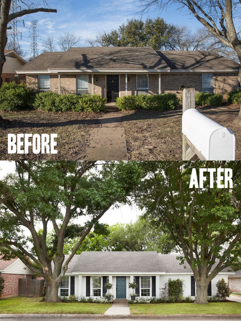Best House Exterior Renovations By Joanna Gaines; Here are the best before and after reveals on the show Fixer Upper. House Front, Curb Appeal and Home Front. || Southern House, Bungalow, White Brick