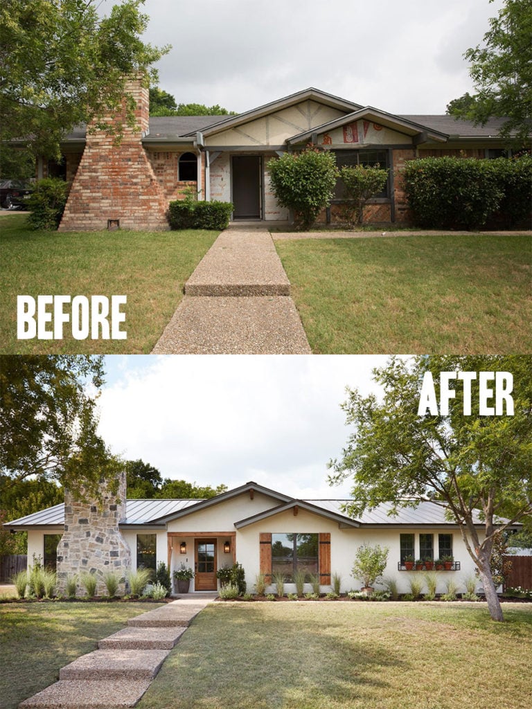 Best House Exterior Renovations By Joanna Gaines; Here are the best before and after reveals on the show Fixer Upper. House Front, Curb Appeal and Home Front. || Southern House, Bungalow,  paint, landscaping redo