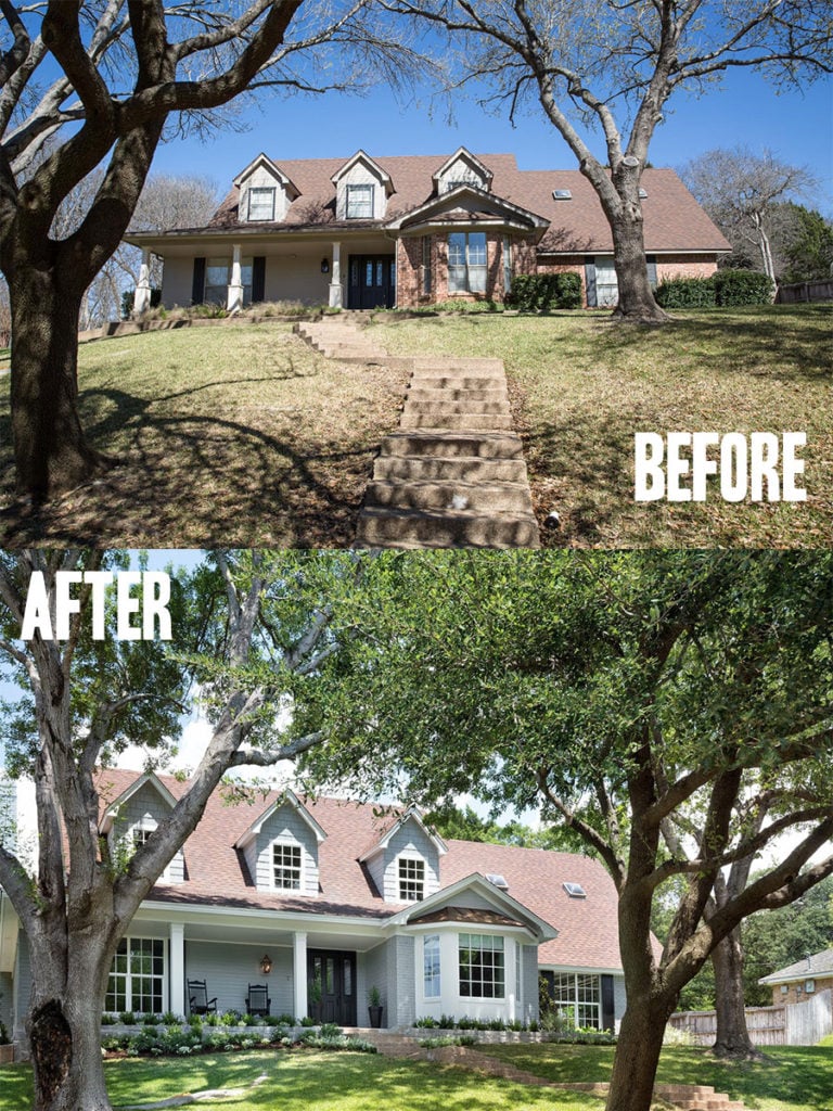 Best House Exterior Renovations By Joanna Gaines; Here are the best before and after reveals on the show Fixer Upper. House Front, Curb Appeal and Home Front. || Southern House, Bungalow, exterior paint, siding