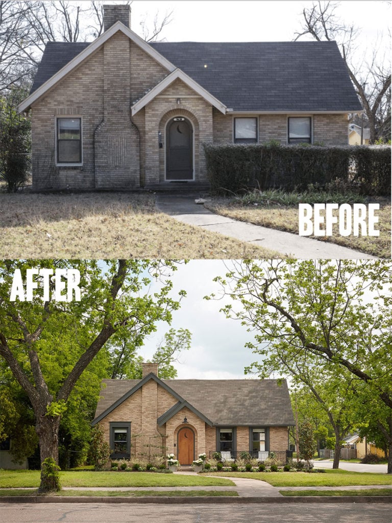 Best House Exterior Renovations By Joanna Gaines; Here are the best before and after reveals on the show Fixer Upper. House Front, Curb Appeal and Home Front. || Southern House, Bungalow, brick cleaned