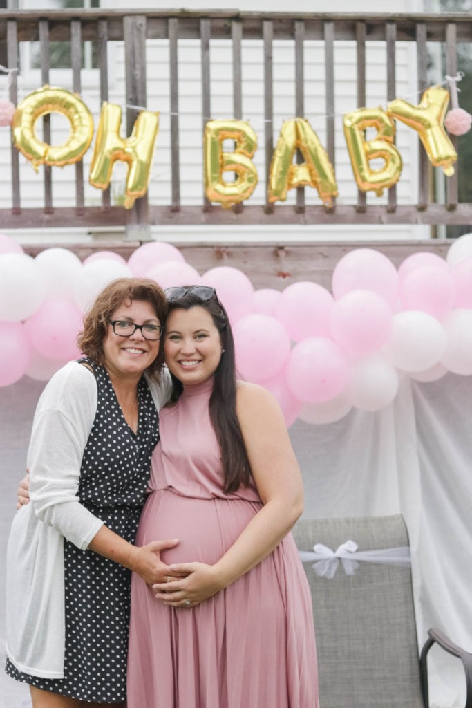 Our Oh Baby balloon banner was a highlight of my pretty in pink baby shower!