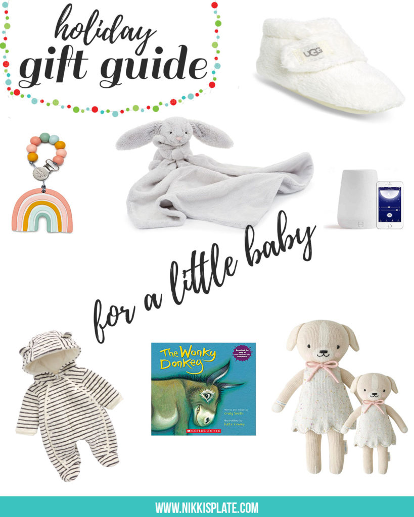 The Little Baby Holiday Gift Guide; Have a new baby to buy for this Christmas? Here are some present ideas for him or her!  #holidaygiftguide #newbaby #littlebaby