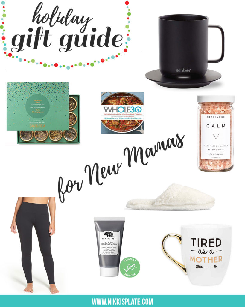 The New Mom Holiday Gift Guide; Know a new mama who could really use some pampering this Christmas? Here are some great present options for her! #newmomgifts #holidaygiftguides