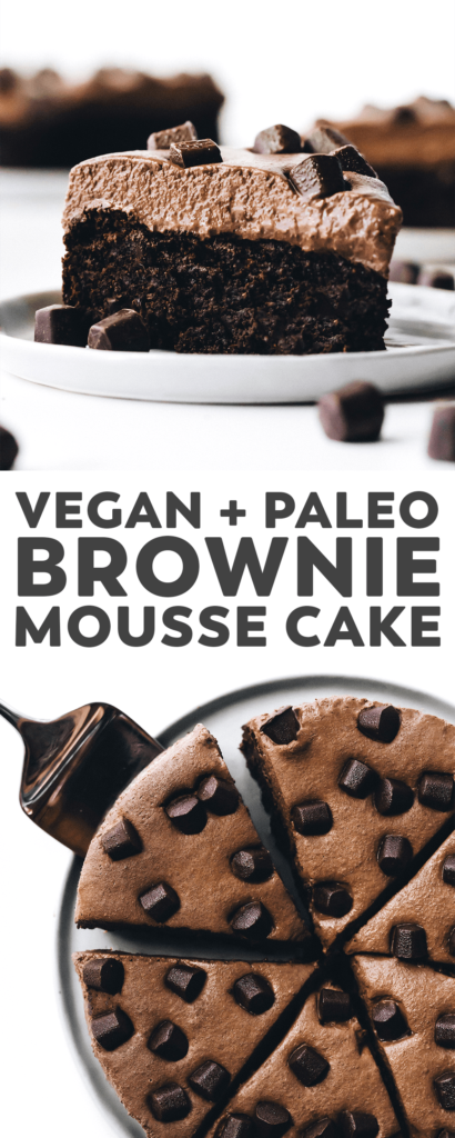 This chocolate brownie mousse cake is topped with a light and sweet chocolate mousse... it's hard to believe it's completely vegan!