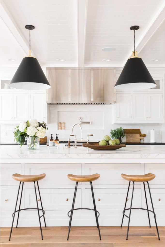 11 Best Kitchens by Studio McGee; The bold light fixtures over this breakfast bar are such lovely statement pieces!