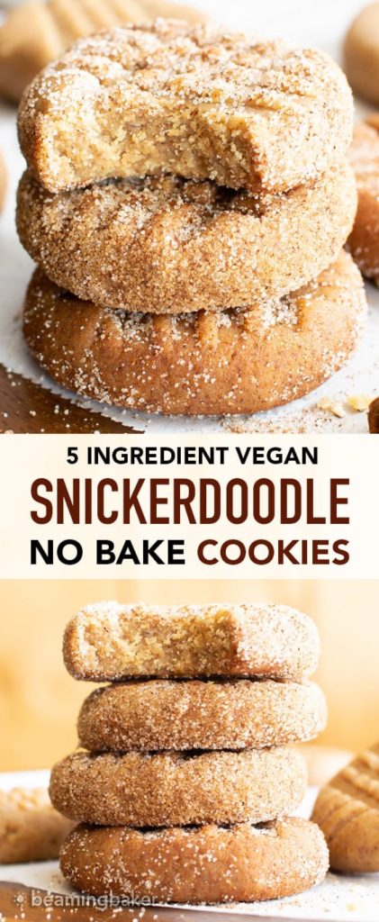 These vegan no-bake snickerdoodle cookies are a delicious healthy dessert to satisfy your sweet tooth.
