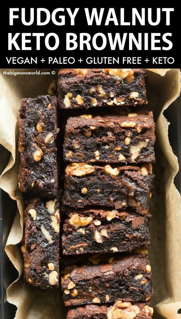 These keto walnut brownies hit all the healthy dessert points... Vegan, paleo, keto, AND gluten free! Enjoy these fudgey brownies for dessert today!
