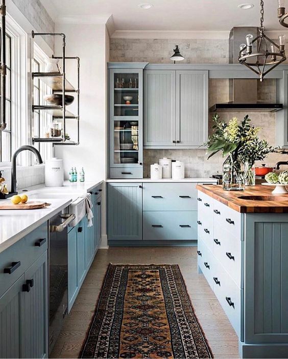 Pretty Blue Kitchen Design Ideas; scrap the white kitchens, blue kitchens are the hottest new design trend! Here are some beautiful examples of all blue kitchens!