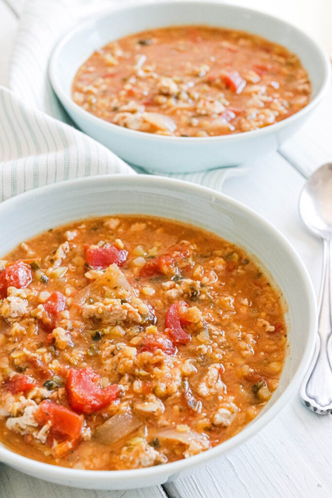 A curry lentil and turkey stew cooked in a slow cooker. Hearty and warm, protein packed, warm curried tomato based stew. Gluten Free and Dairy Free. || Nikki's Plate