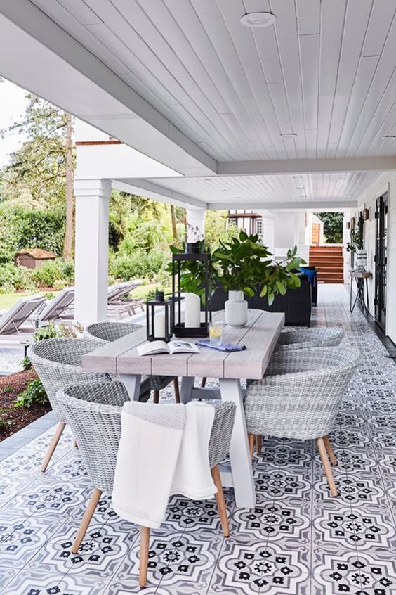 15 Deck Must Haves for Summer Entertaining; outdoor dining table, wicker chairs