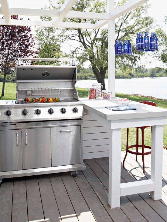 15 Deck Must Haves for Summer Entertaining; outdoor bbq station, white grilling area 