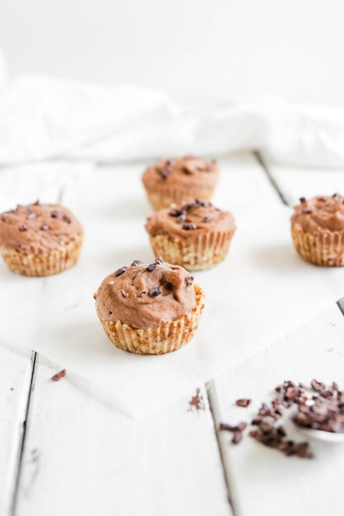 Chocolate Peanut Butter Ice Cream Cups; Vegan, dairy free and gluten free banana ice cream bites packed with cocoa and PB flavours.