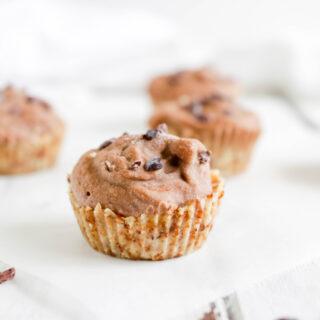 Chocolate Peanut Butter Ice Cream Cups; Vegan, dairy free and gluten free banana ice cream bites packed with cocoa and PB flavours.