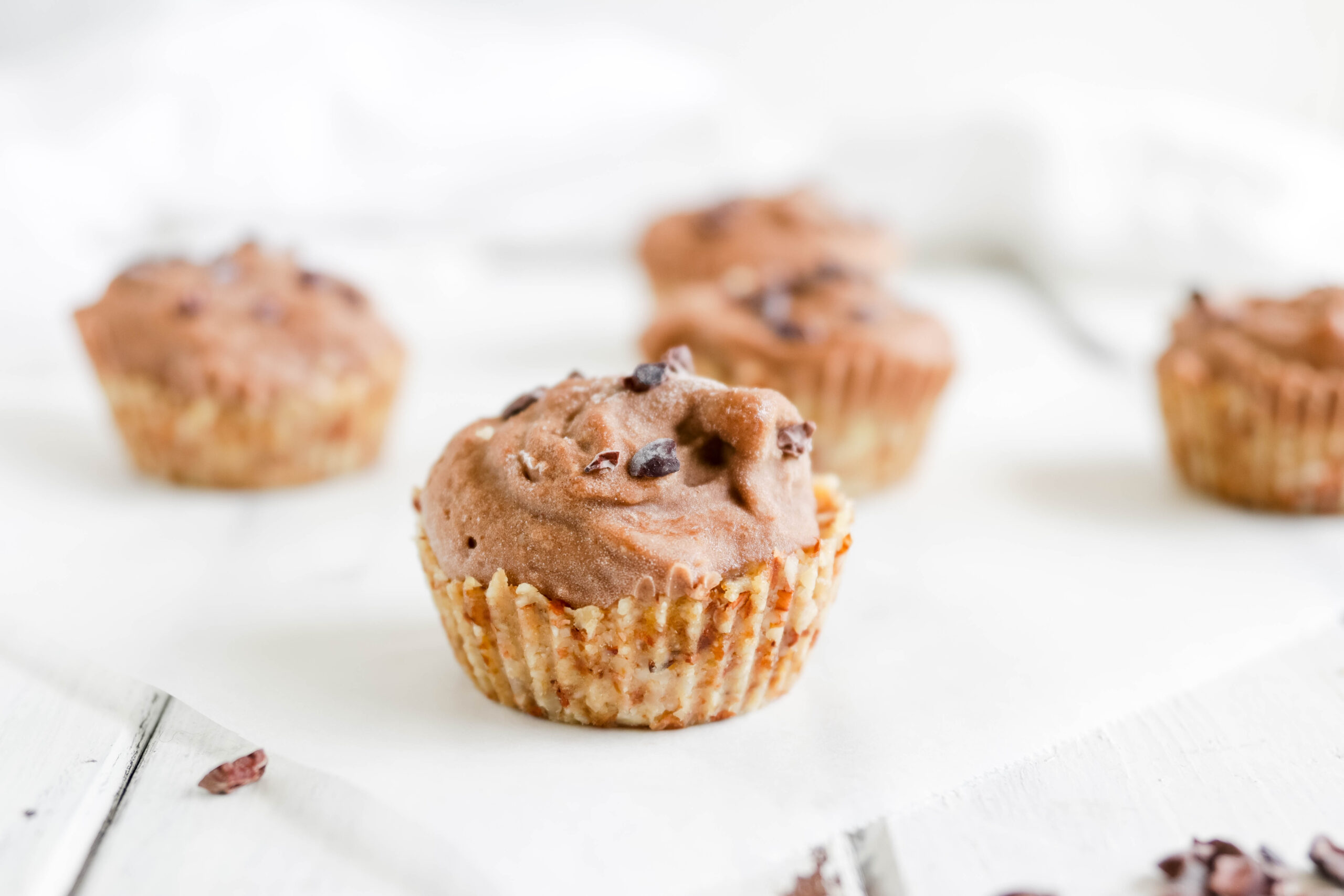 Chocolate Peanut Butter Ice Cream Cups; Vegan, dairy free and gluten free banana ice cream bites packed with cocoa and PB flavours.