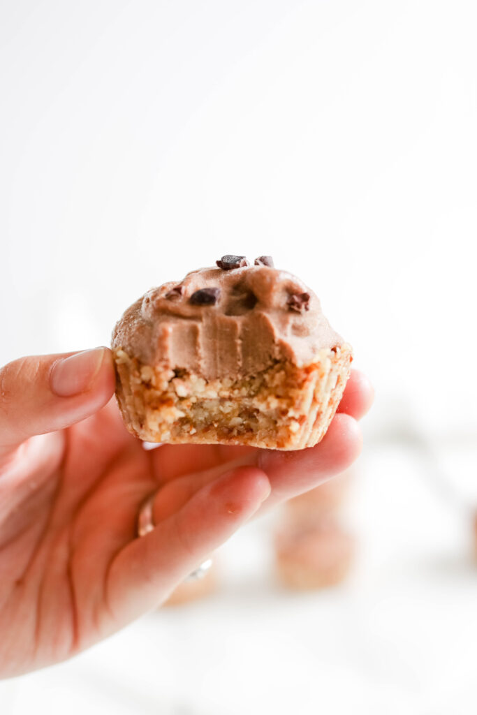 Chocolate Peanut Butter Ice Cream Cups; Vegan, dairy free and gluten free banana ice cream bites packed with cocoa and PB flavours.