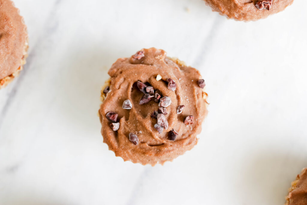 Chocolate Peanut Butter Ice Cream Cups; Vegan, dairy free and gluten free banana ice cream bites packed with cocoa and PB flavours.