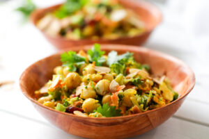Curried Chickpea and Broccoli Salad; a healthy vegan salad that is bursting with curry spices and unique flavours. {Gluten Free & Vegan}