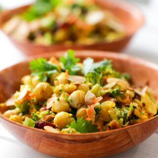 Curried Chickpea and Broccoli Salad; a healthy vegan salad that is bursting with curry spices and unique flavours. {Gluten Free & Vegan}