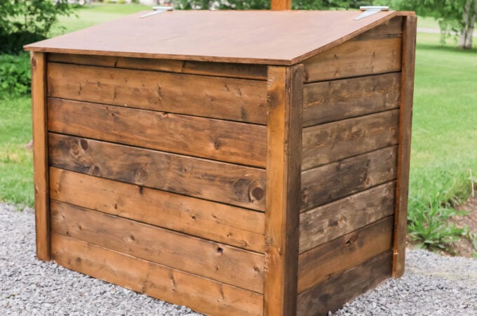 How to Build an Outdoor Garbage Box; a do it yourself guide for building a garbage box storage unit. Free up room in your garage and sheds with this easy to follow garbage storage plan.