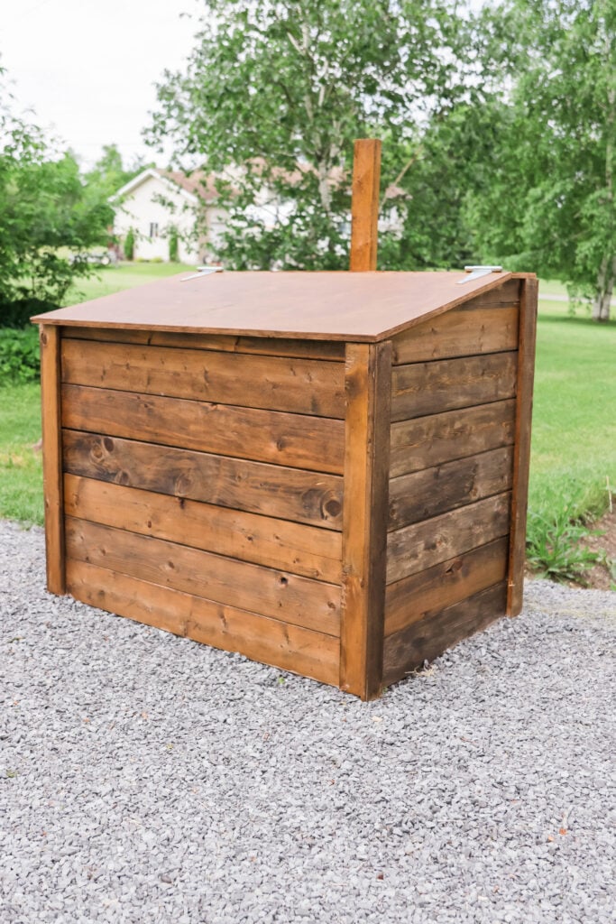 How to Build an Outdoor Garbage Box; a do it yourself guide for building a garbage box storage unit. Free up room in your garage and sheds with this easy to follow garbage storage plan.