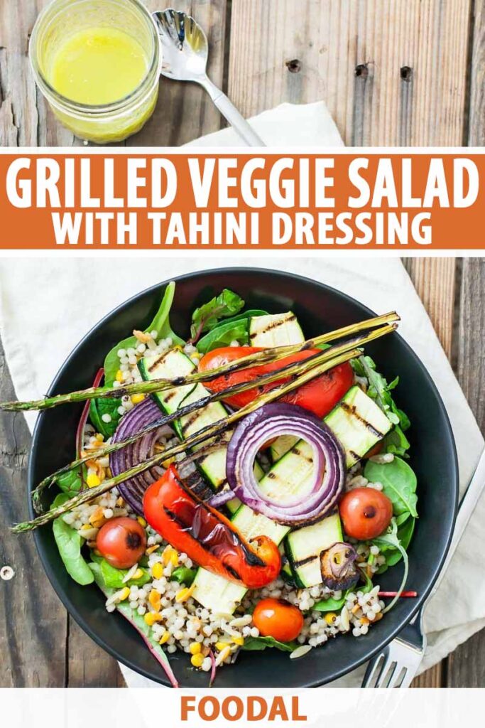 10 salad recipes for fast weight loss: Grilled Veggie Salad with Tahini Dressing