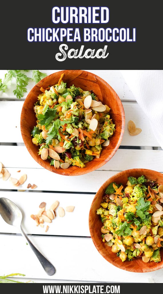 Curried Chickpea and Broccoli Salad; a healthy vegan salad that is bursting with curry spices and unique flavours. {Gluten Free & Vegan}