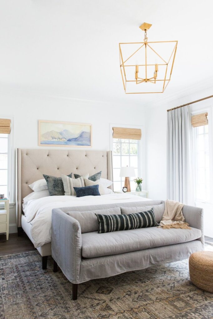 Studio McGee by Bedrooms: Calabasas Remodel; neutral bedroom, beach bedroom, beige bed