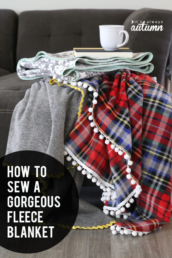 Easy Homemade Christmas Gifts; DIY fleece blanket, sew a blanket