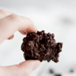 2 Ingredient Chocolate Rice Krispy Bites; A simple healthy dessert treat that is vegan, dairy free and guilt free! Made with only two ingredients, chocolate and brown rice krispie cereal!