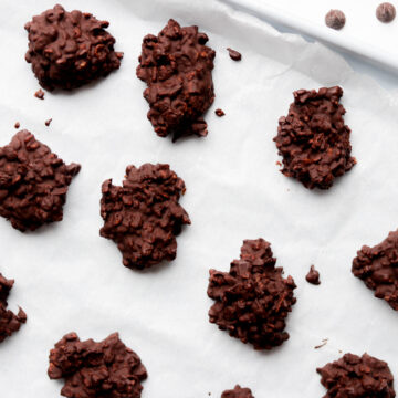 frozen 2 Ingredient Chocolate Rice Krispy Bites; A simple healthy dessert treat that is vegan, dairy free and guilt free! Made with only two ingredients, chocolate and brown rice krispie cereal!