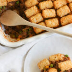 Dairy Free Tater Tot Casserole; Healthy version of the tater tot casserole! Lower calorie and no cheese or dairy used. Hearty dinner dish.