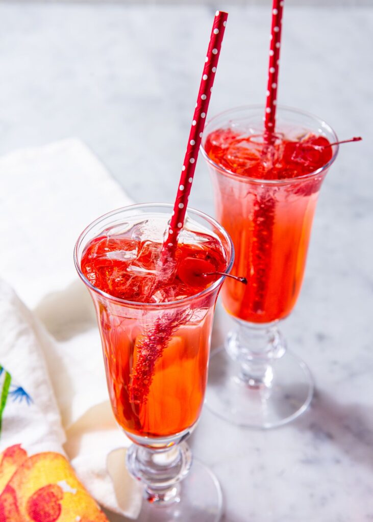 Canada Day Food Ideas: Recipes and Drinks - Shirley temple red drink with cherries