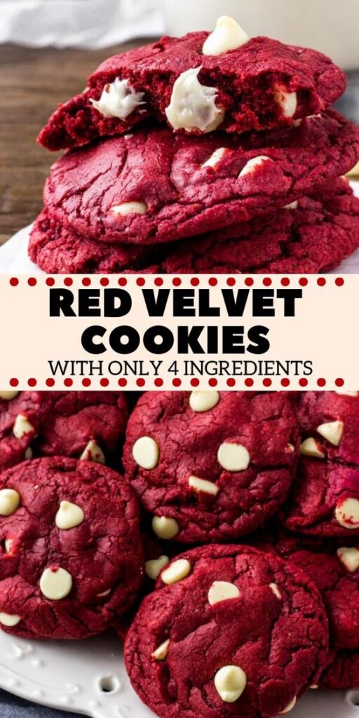 Canada Day Food Ideas: Recipes and Drinks - red velvet cookies with white chocolate chips