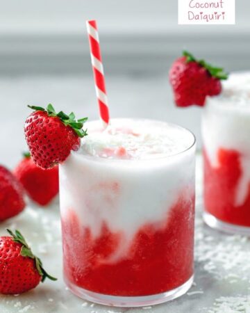 Canada Day Food Ideas: Recipes and Drinks - red and white strawberry coconut daiquiri