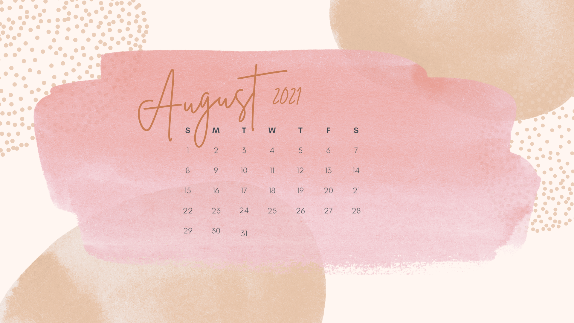 Free August 2021 Desktop Calendar Background - Nikki's Plate
