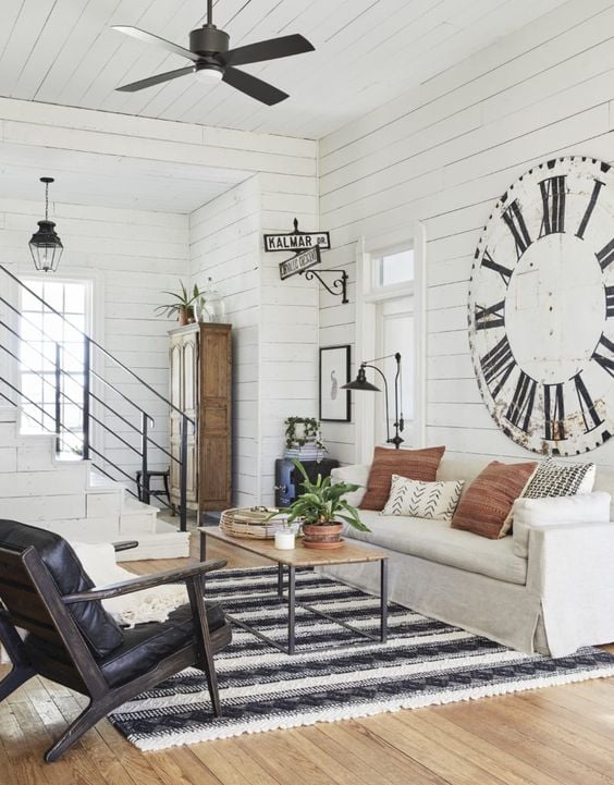Behind Couch Decor Ideas for Your Living Room; antique wall decor, Joanna Gaines living room