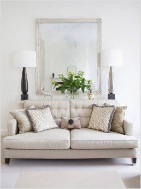 Behind Couch Decor Ideas for Your Living Room; mirror behind couch, mirror in living room